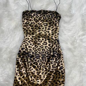 Satin Mini Cheetah Print Dress